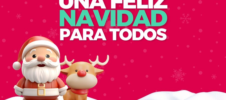 Una Feliz Navidad para Todos: Santa Claus y un Reno Alegres sobre la Nieve